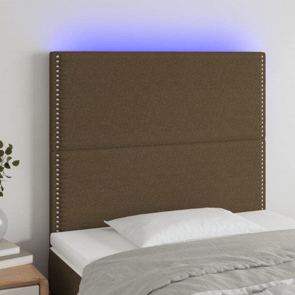 Tête de lit à LED Marron foncé 90x5x118/128 cm Tissu