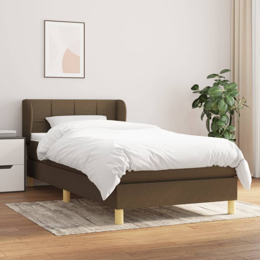 Cadre de lit avec matelas Marron foncé 90x200 cm