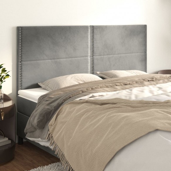 Têtes de lit 4 pcs Gris clair 80x5x78/88 cm Velours