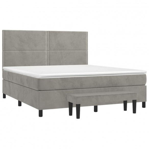 Cadre de lit et matelas Gris clair 160x200cm Velours