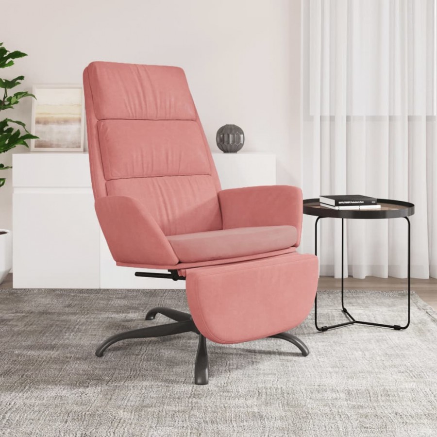 Chaise de relaxation avec repose-pied Rose Velours