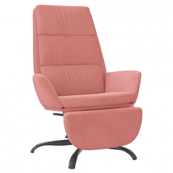 Chaise de relaxation avec repose-pied Rose Velours