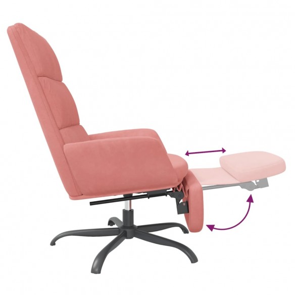 Chaise de relaxation avec repose-pied Rose Velours