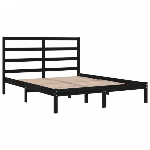 Cadre de lit Noir Bois massif 120x190 cm Petit Double