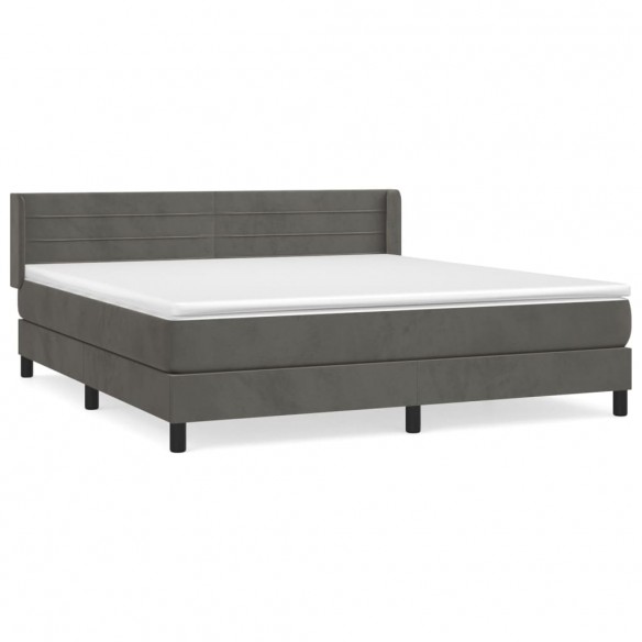 Cadre de lit et matelas Gris foncé 180x200cm Velours