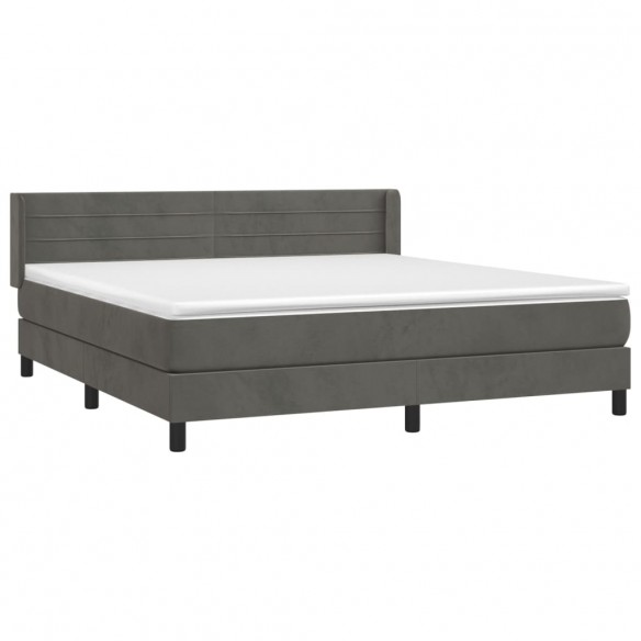 Cadre de lit et matelas Gris foncé 180x200cm Velours