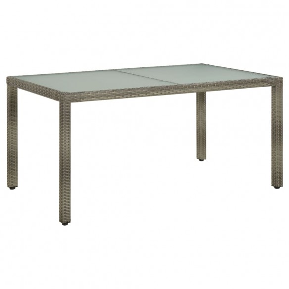 Table de jardin 150x90x75 cm Verre trempé et poly rotin Gris