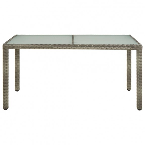 Table de jardin 150x90x75 cm Verre trempé et poly rotin Gris