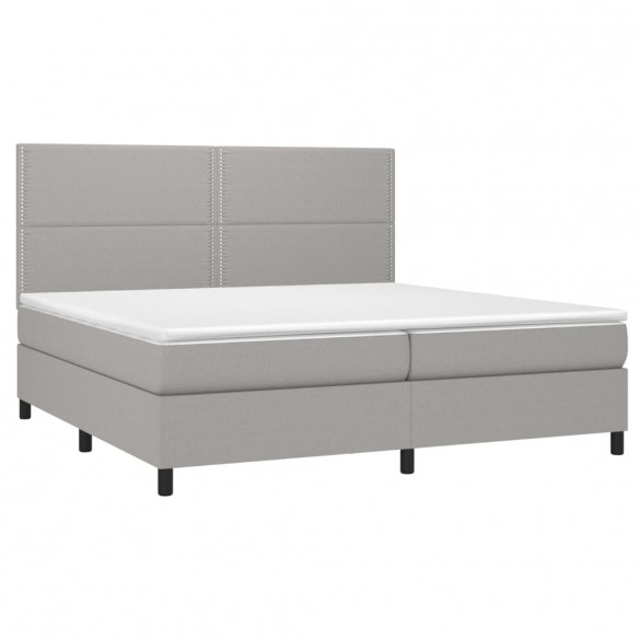 Cadre de lit et matelas et LED Gris clair 200x200 cm