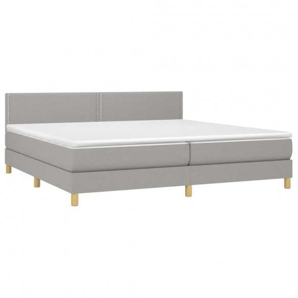 Cadre de lit avec matelas Gris clair 200x200cm Tissu