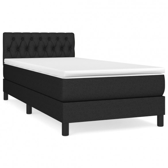 Cadre de lit avec matelas Noir 90x200 cm Tissu