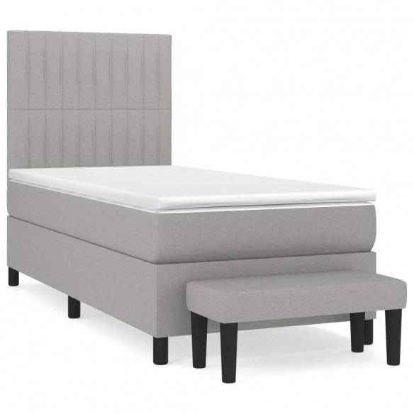 Cadre de lit et matelas Gris clair 90x190 cm Tissu