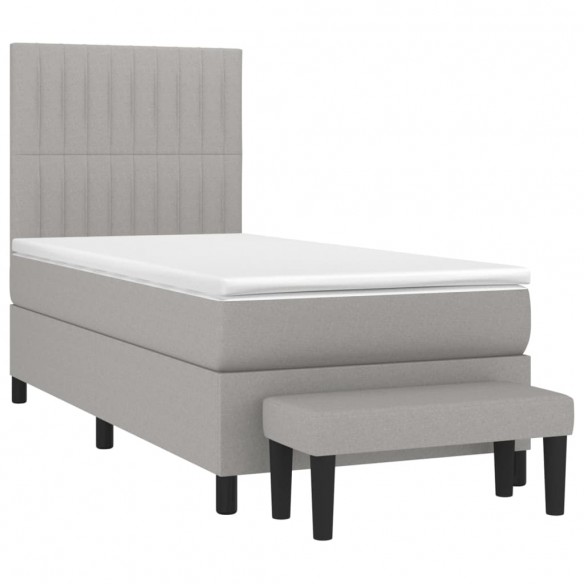 Cadre de lit et matelas Gris clair 90x190 cm Tissu