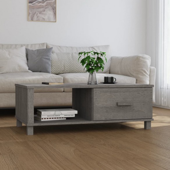 Table basse HAMAR Gris clair 100x55x35 cm Bois massif de pin