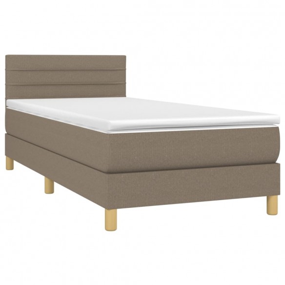 Cadre de lit avec matelas LED Taupe 100x200 cm Tissu