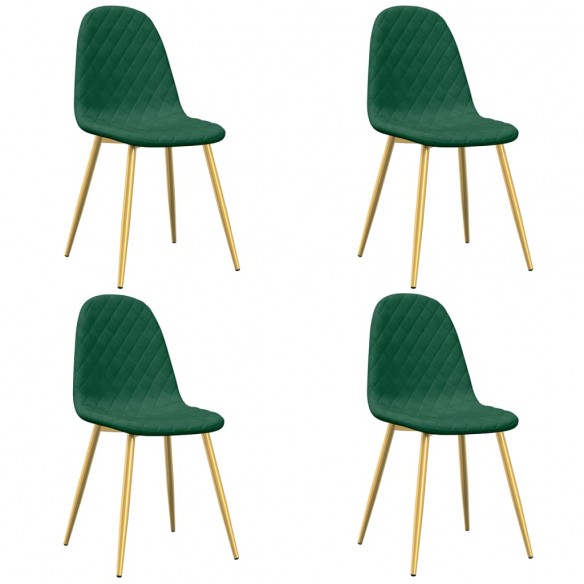 Chaises à manger lot de 4 Vert foncé Velours