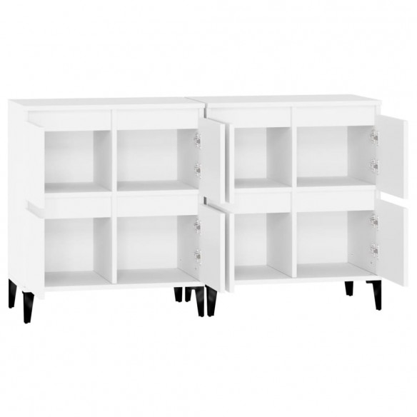 Buffets 2 pcs blanc 60x35x70 cm bois d'ingénierie