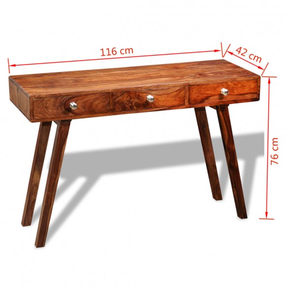 Table console avec 3 tiroirs 76 cm Bois massif de Sesham