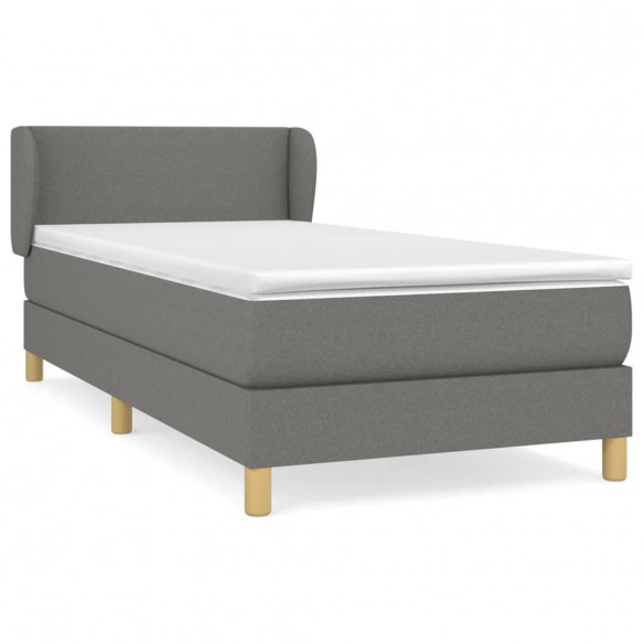 Cadre de lit et matelas Gris foncé 90x190 cm Tissu