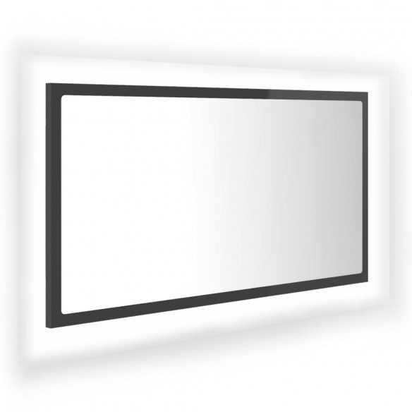 Miroir LED de salle de bain Gris brillant 80x8,5x37cm Acrylique