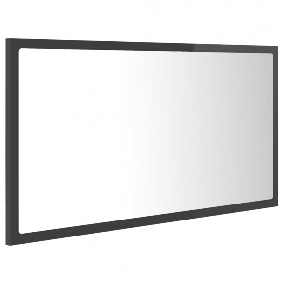 Miroir LED de salle de bain Gris brillant 80x8,5x37cm Acrylique