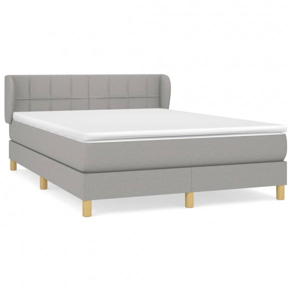 Cadre de lit avec matelas Gris clair 140x200cm Tissu