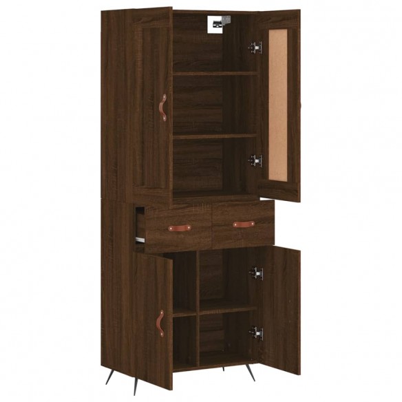 Buffet haut Chêne marron 69,5x34x180 cm Bois d'ingénierie