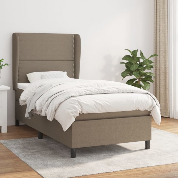 Cadre de lit avec matelas Taupe 90x200 cm Tissu