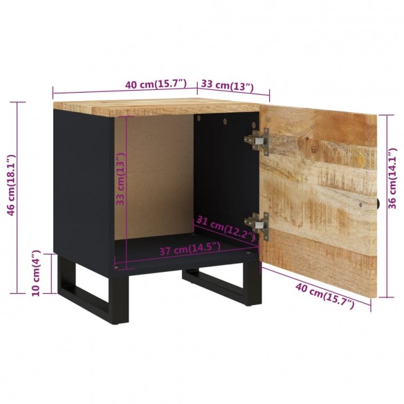 Table de chevet 40x33x46 cm Bois de manguier solide