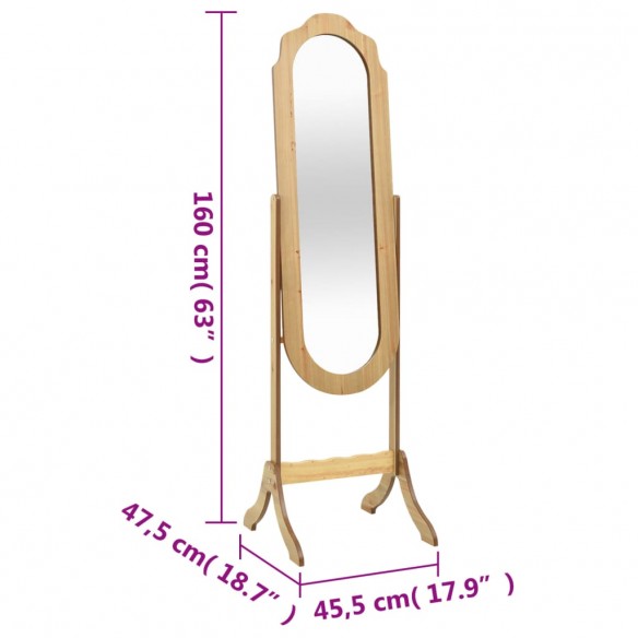 Miroir sur pied 45,5x47,5x160 cm bois d'ingénierie