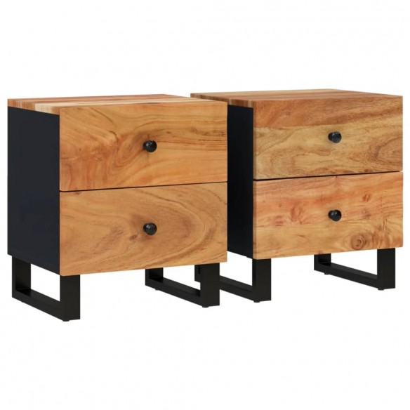 Tables de chevet 2 pcs 40x33x46 cm Bois d'acacia massif