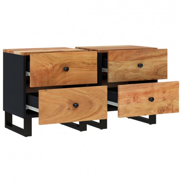 Tables de chevet 2 pcs 40x33x46 cm Bois d'acacia massif