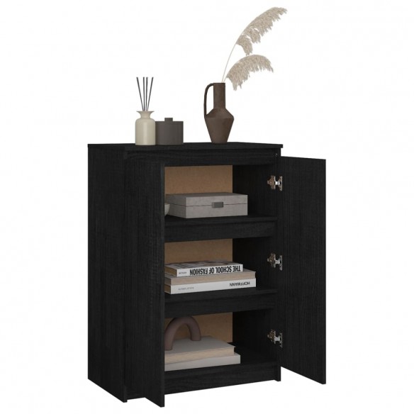 Buffet Noir 60x36x84 cm Bois de pin massif