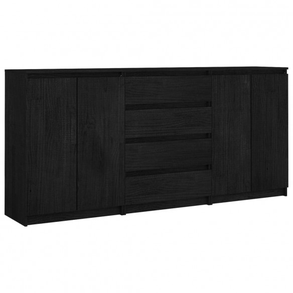 Armoires latérales 3 pcs Noir Bois de pin massif