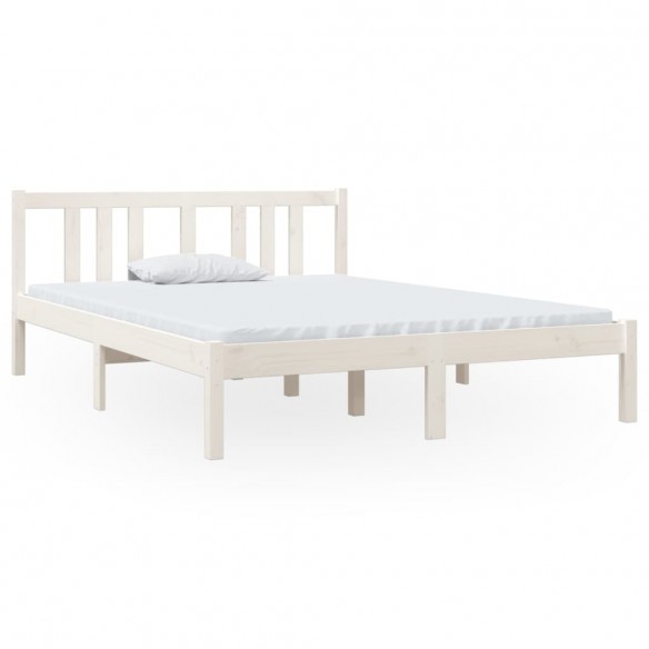 Cadre de lit Blanc Bois massif 120x190 cm Petit double