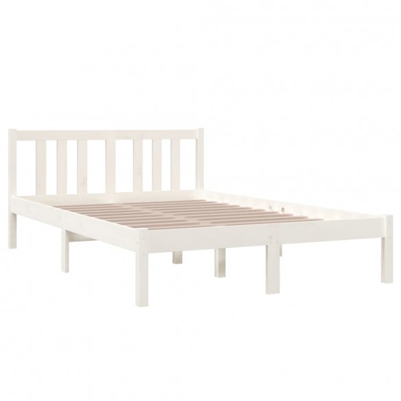 Cadre de lit Blanc Bois massif 120x190 cm Petit double