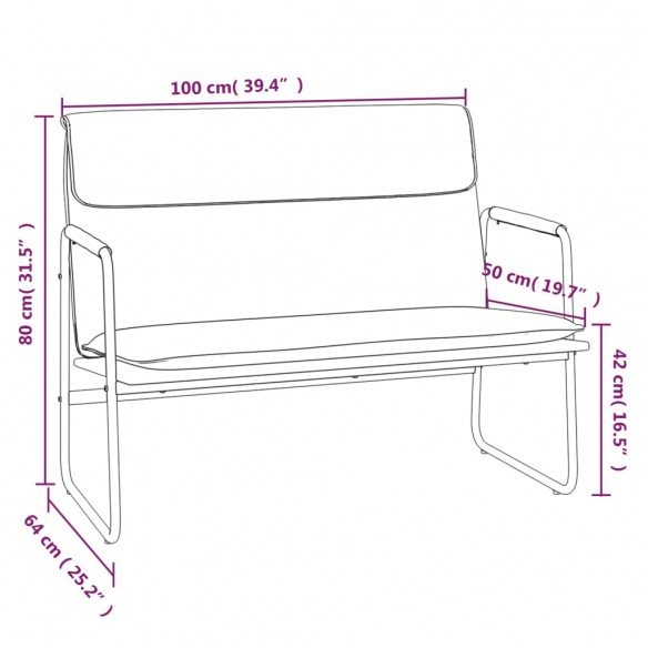 Banc Crème 100x64x80 cm Tissu