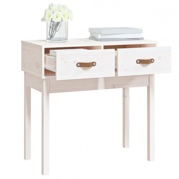 Table console Blanc 76,5x40x75 cm Bois massif de pin