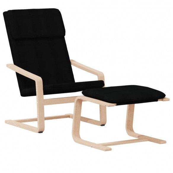 Chaise de relaxation avec repose-pied Noir Tissu