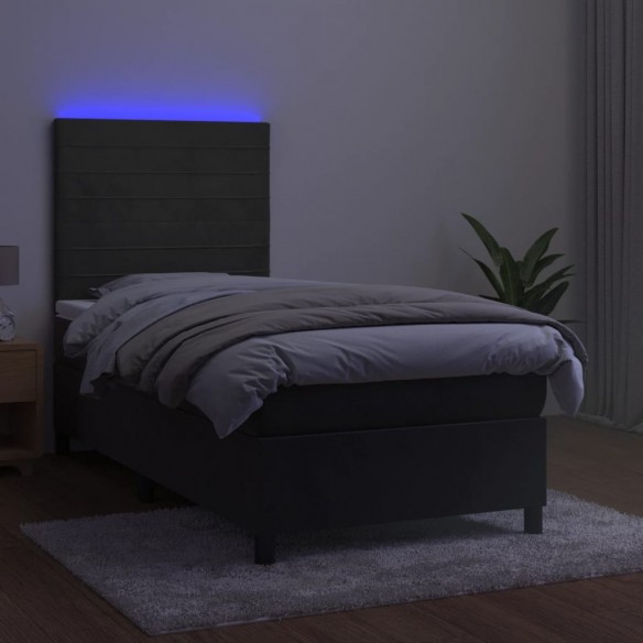 Cadre de lit matelas LED Gris foncé 90x190cm Velours