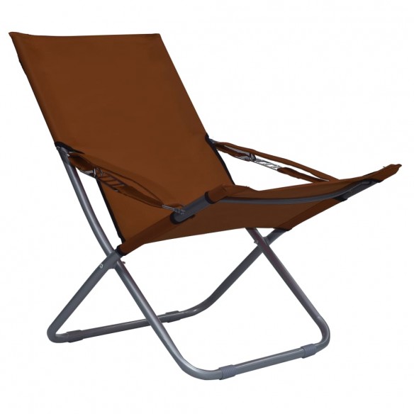 Chaises pliables de plage 2 pcs Tissu Marron