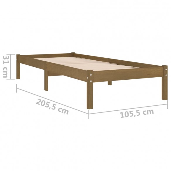 Cadre de lit Marron miel Bois de pin massif 100x200 cm