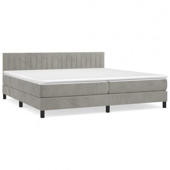 Cadre de lit et matelas Gris clair 200x200cm Velours