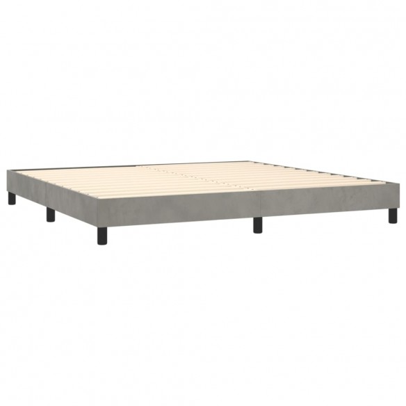 Cadre de lit et matelas Gris clair 200x200cm Velours