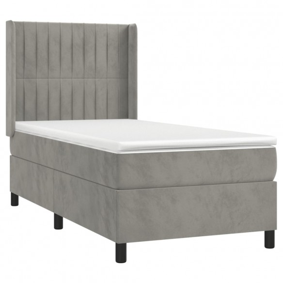 Cadre de lit et matelas Gris clair 80x200 cm Velours