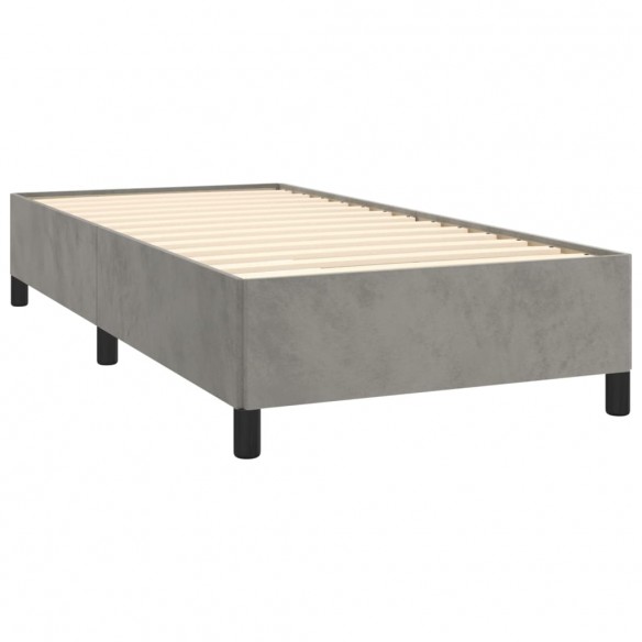 Cadre de lit et matelas Gris clair 80x200 cm Velours