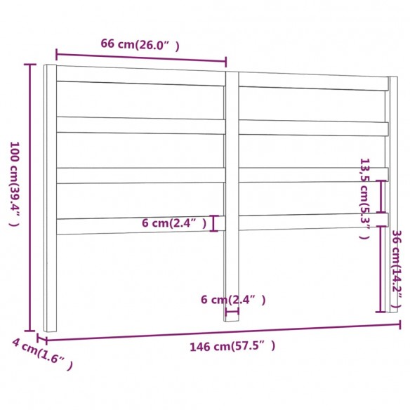 Tête de lit Blanc 146x4x100 cm Bois massif de pin