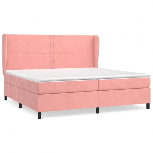 Cadre de lit avec matelas Rose 200x200 cm Velours