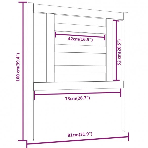 Tête de lit Marron miel 81x4x100 cm Bois massif de pin