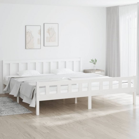 Cadre de lit blanc bois massif 200x200 cm